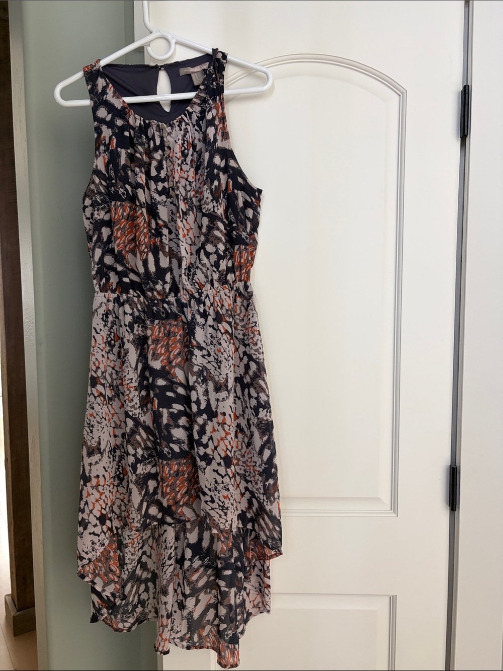 Forever 21 Black, Cream & Rust High-Low Printed Dress